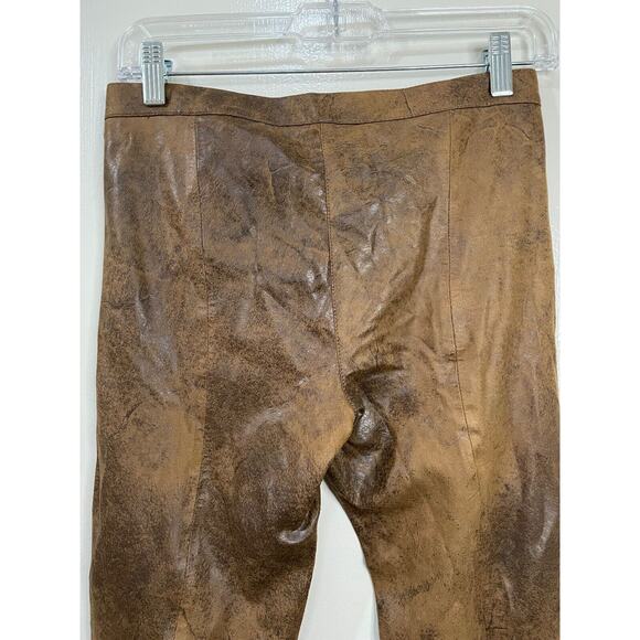 NWT -Zara Women's Skinny Faux Suede Leather Stretch Pants, Brown - Size S - Picture 10 of 16